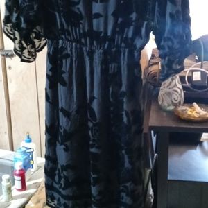 Hale Bob Dress with Black Flowers Size M
